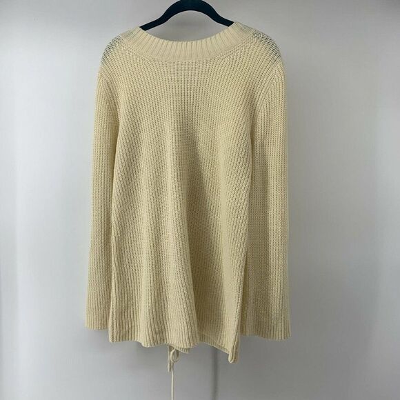 Cream Lace Up Back Sweater Split Back Tunic Medium - Picture 3 of 6